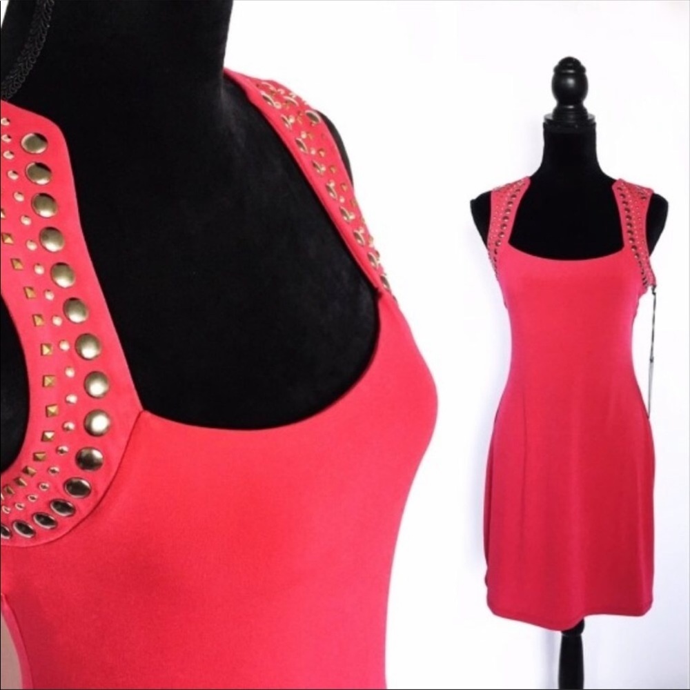 Rock & Republic Fuchsia Pink Studded Bodycon Dress | Size Medium - Picture 2 of 10